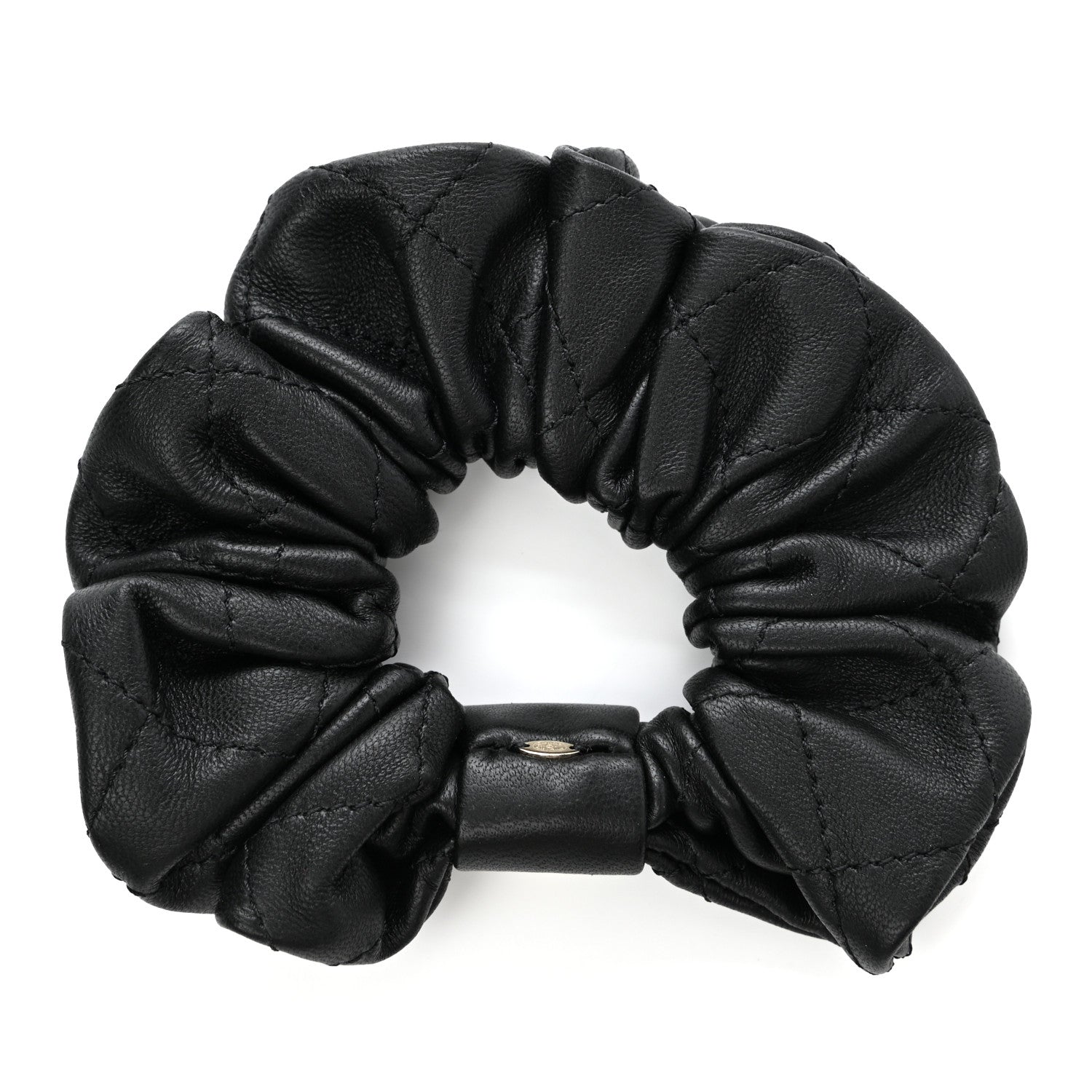 Chanel Lambskin Quilted CC Hair Scrunchie Black 2 of 5