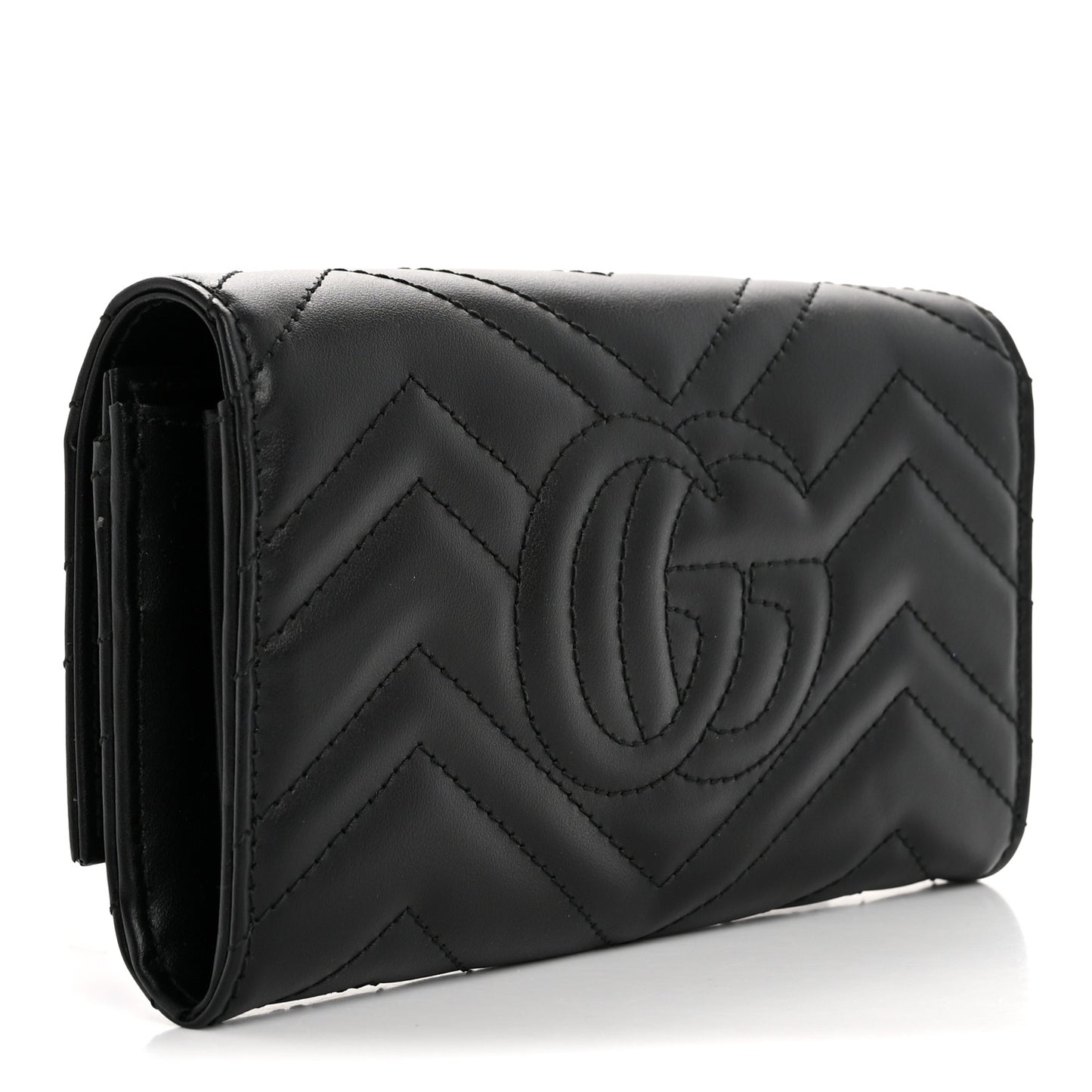 Calfskin Matelasse GG Marmont Continental Wallet Black