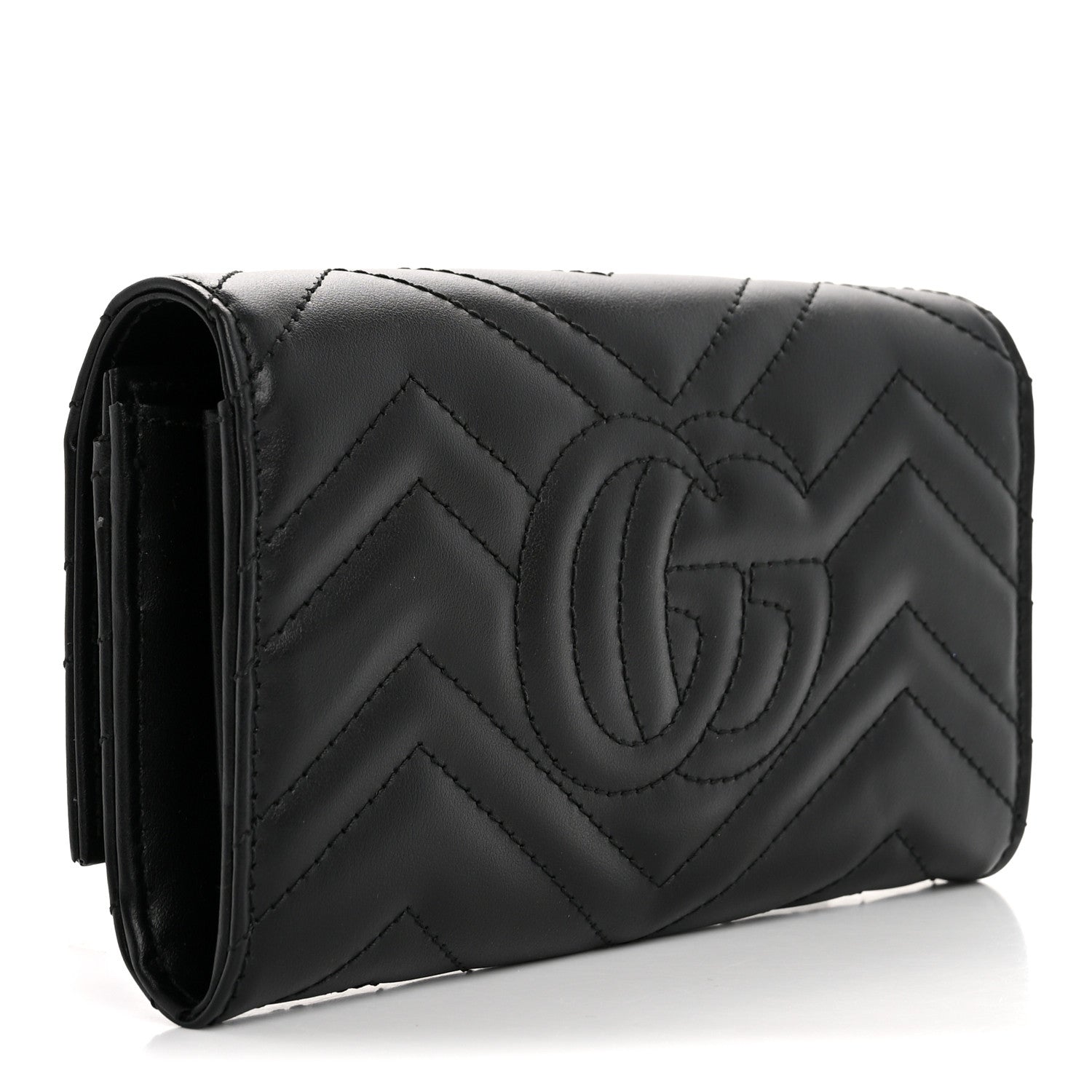 Gucci Calfskin Matelasse GG Marmont Continental Wallet Black 3 of 8