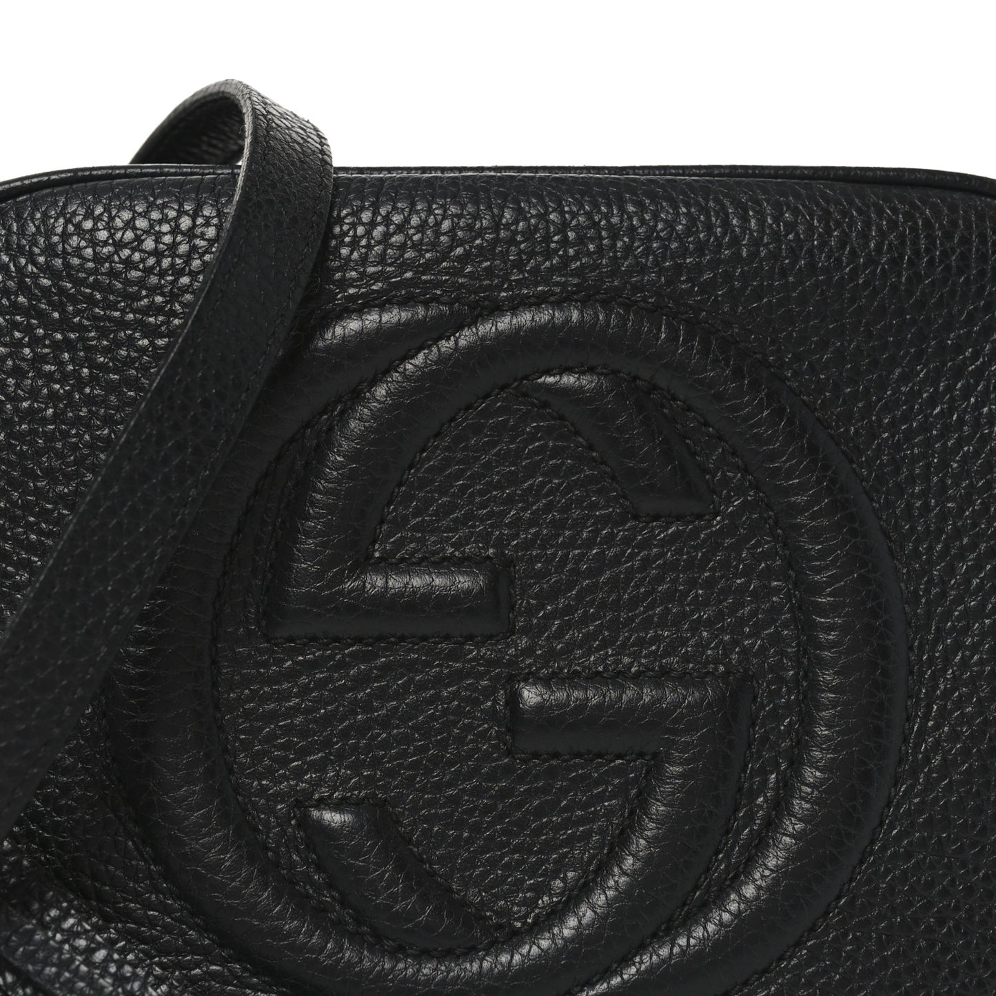 Pebbled Calfskin Small Soho Disco Bag Black