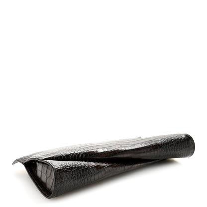 Christian Louboutin Loubitwist Crocodile Embossed Clutch Dark Brown 4 of 6