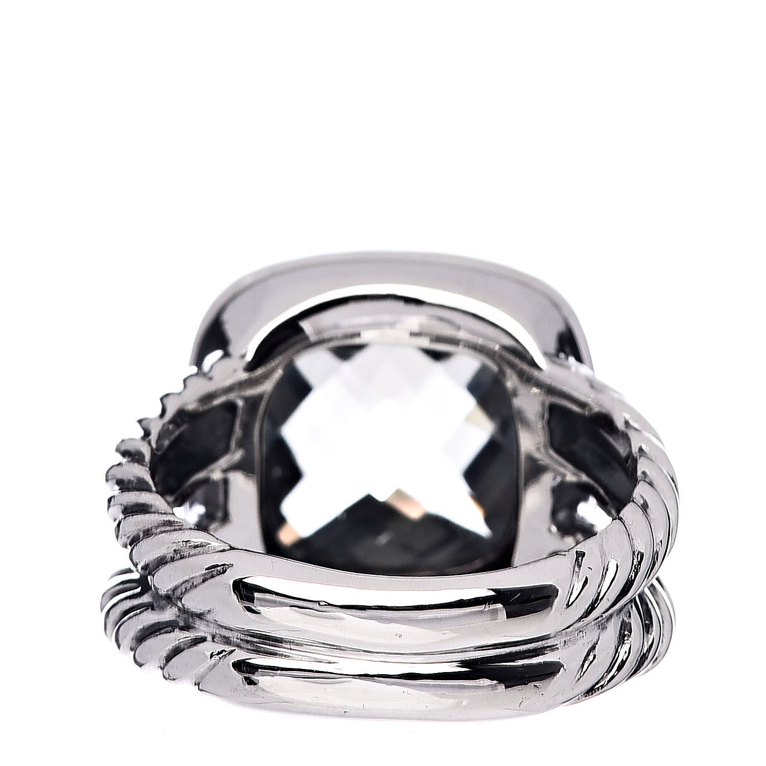 David Yurman Sterling Silver Diamond Prasiolite 11mm Albion Ring 52 6 4 of 5