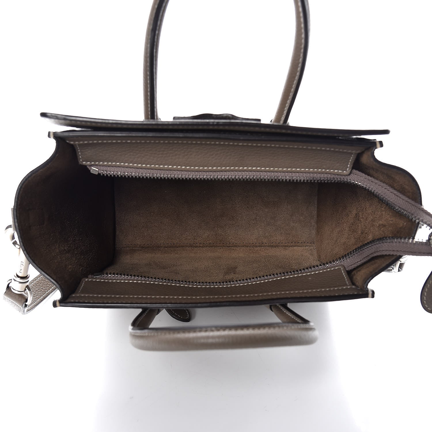 Celine Drummed Calfskin Nano Luggage Souris 5 of 12