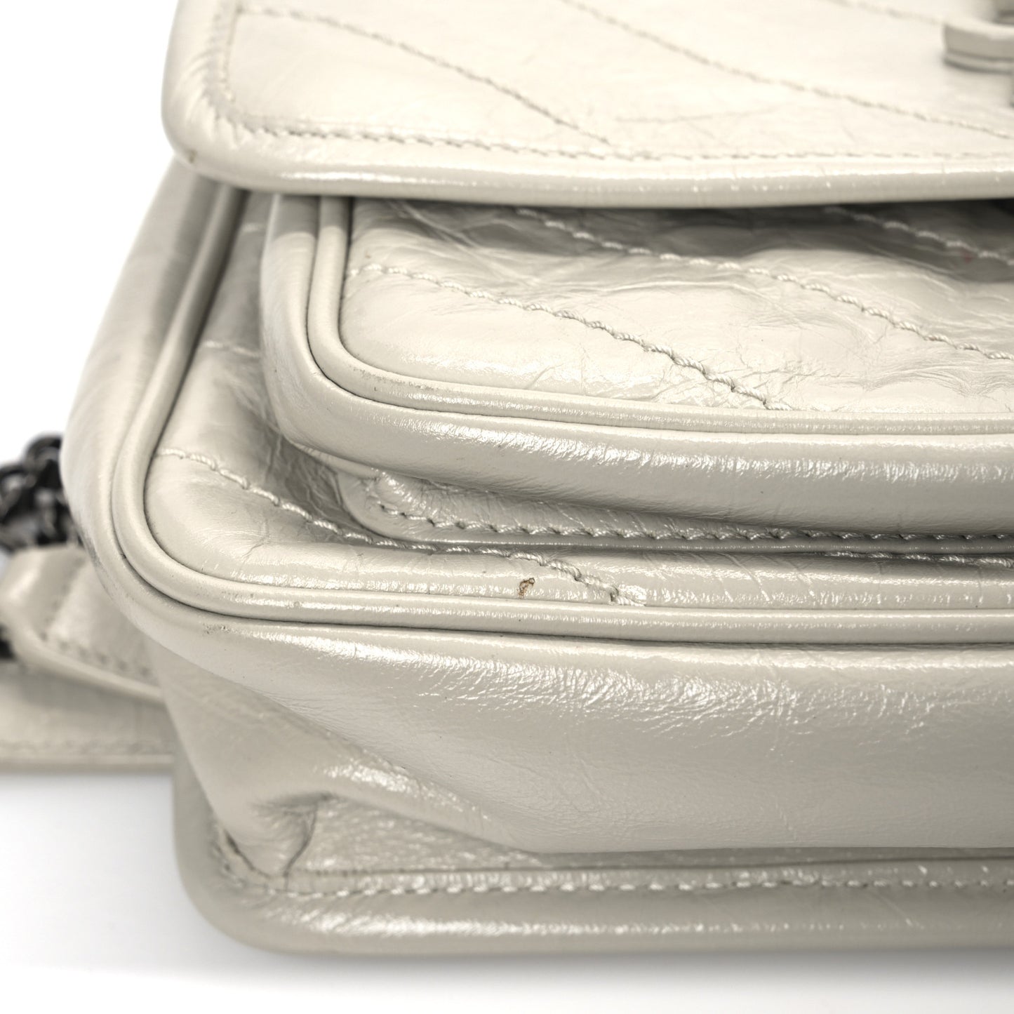 Crinkled Calfskin Matelasse Monogram Baby Niki Chain Satchel Blanc Vintage