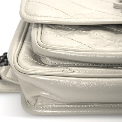 Saint Laurent Crinkled Calfskin Matelasse Monogram Baby Niki Chain Satchel Blanc Vintage 13 of 14