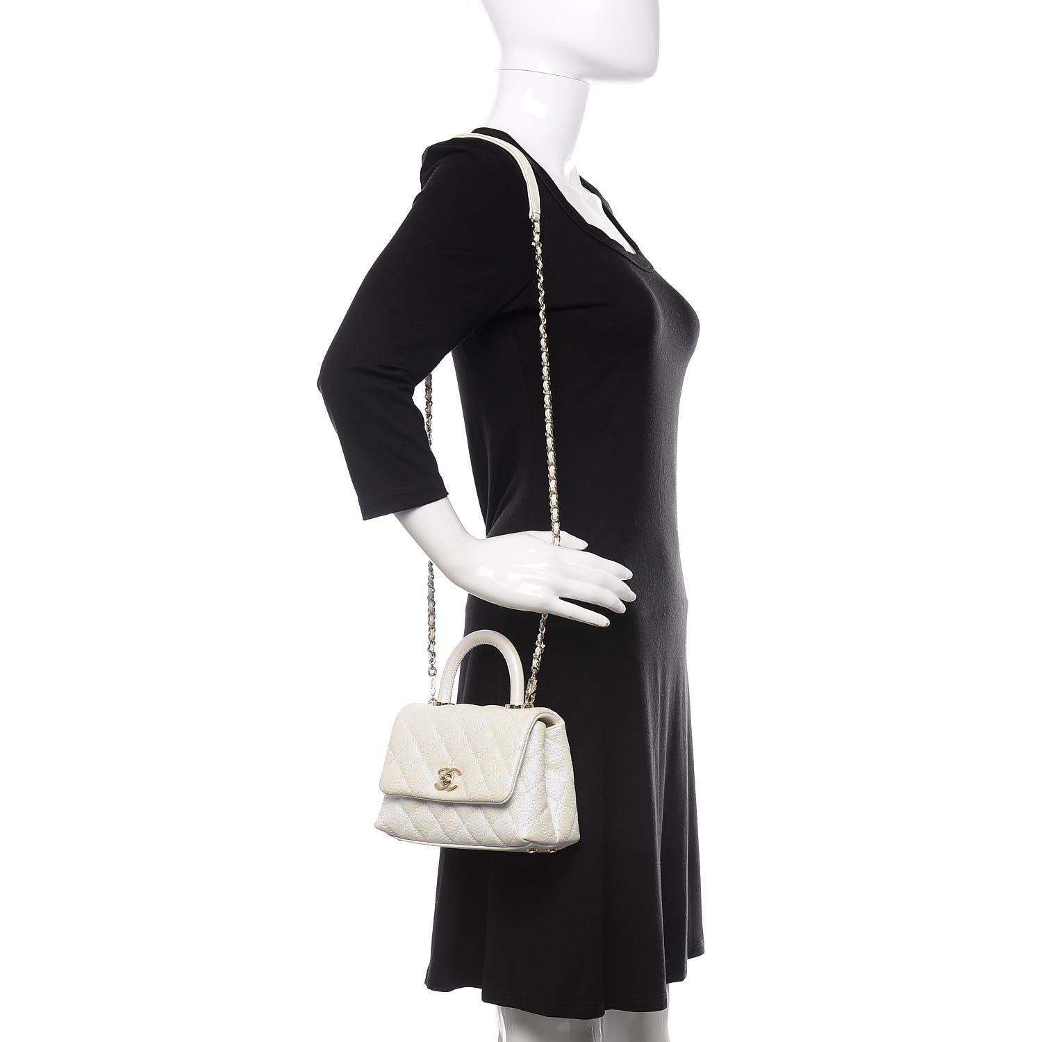 Chanel Iridescent Caviar Quilted Extra Mini Coco Handle Flap Ivory 2 of 11