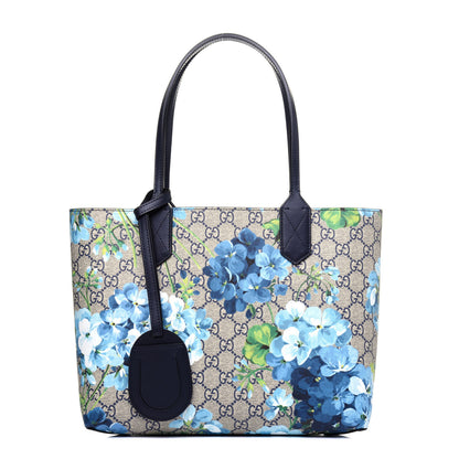 Gucci GG Supreme Monogram Blooms Small Reversible Tote Beige Blue Navy 1 of 16