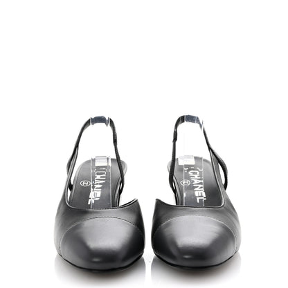 Chanel Lambskin Cap Toe CC Slingback Pumps 35.5 Black Dark Grey 3 of 10