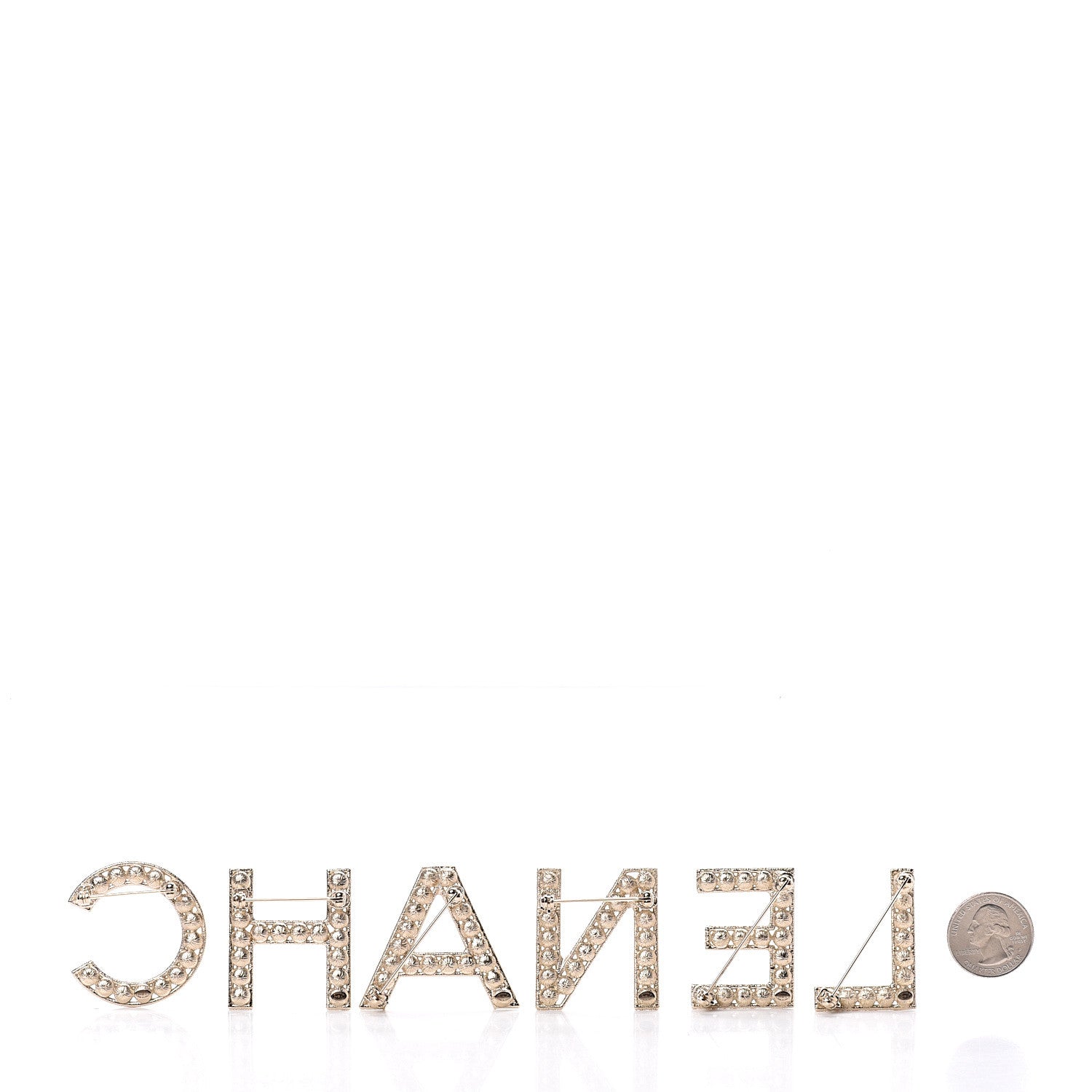 Chanel Crystal Cha-Nel Logo Brooch Set Gold 2 of 5