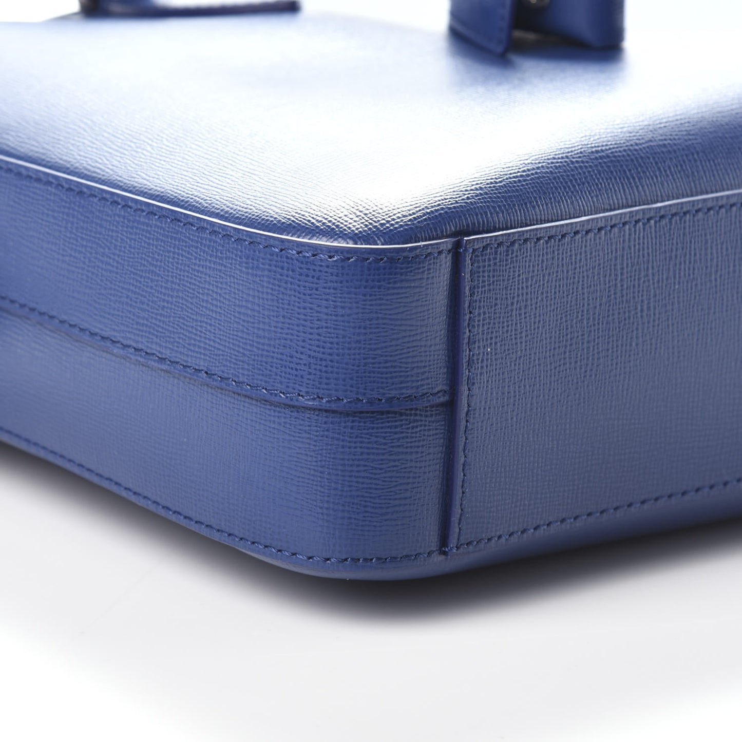Textured Calfskin Barrow Briefcase Deep Blue