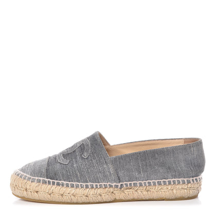 Chanel Striated Suede Espadrilles 37 Dark Grey 1 of 16