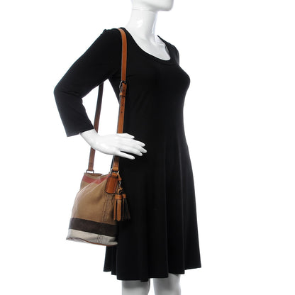 Burberry Canvas Mega Check Mini Ashby Tassel Crossbody Saddle Brown 2 of 15