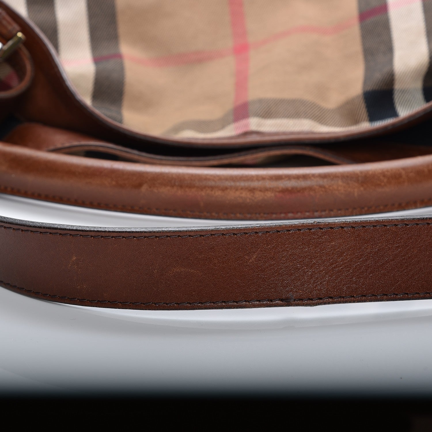 Burberry House Check Bridle Calfskin Medium Gosford Hobo Dark Tan 19 of 19