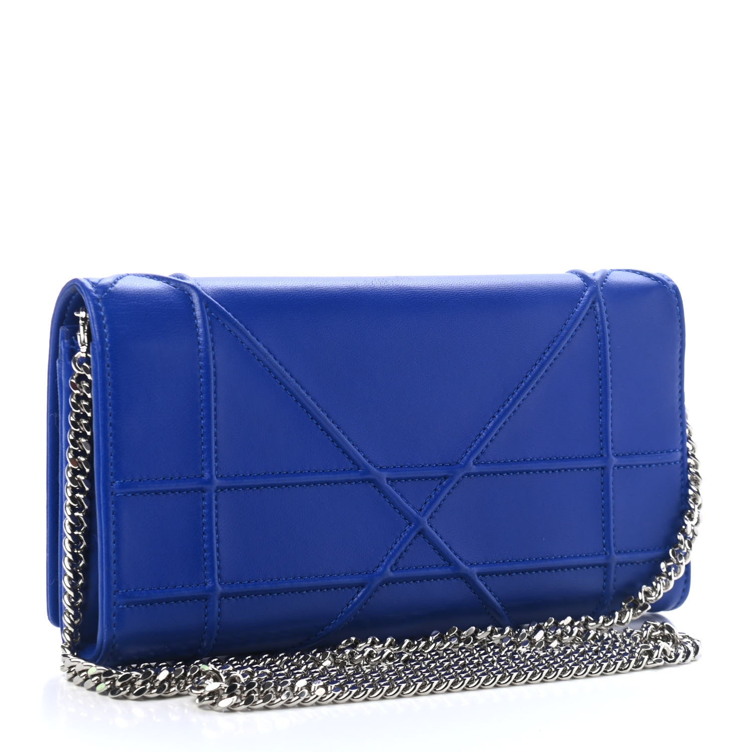 Christian Dior Grained Calfskin Diorama Croisiere Chain Wallet Blue 2 of 4