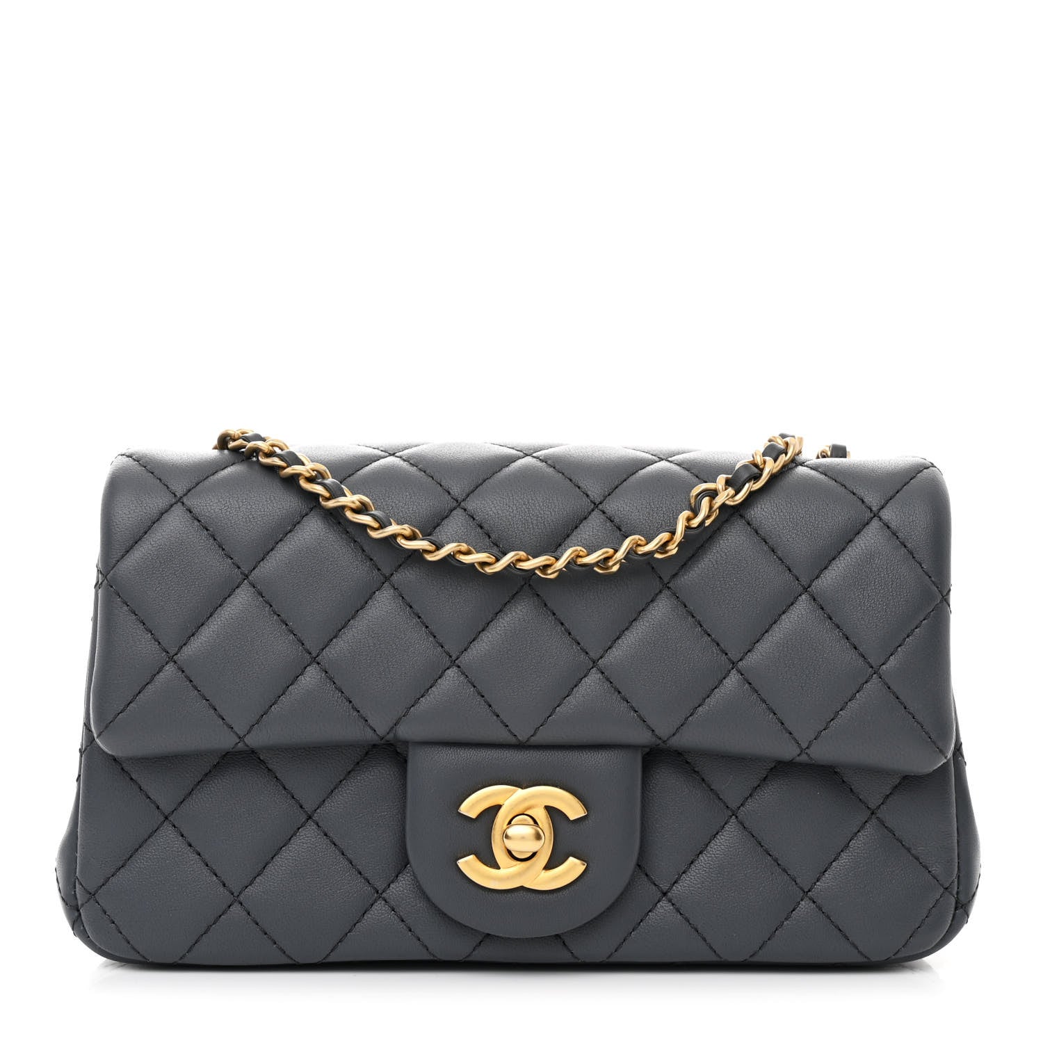 Chanel Lambskin Quilted Mini Rectangular Pearl Crush Flap Dark Grey 1 of 10