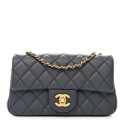 Chanel Lambskin Quilted Mini Rectangular Pearl Crush Flap Dark Grey 1 of 10