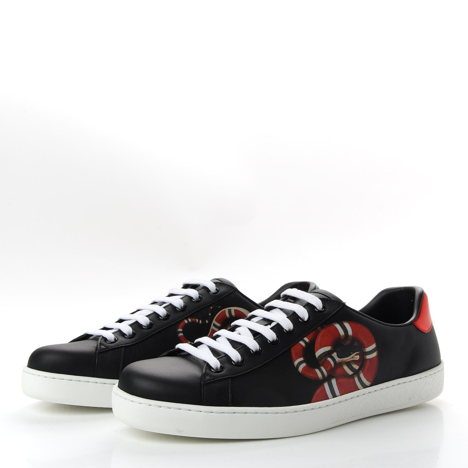 Gucci Calfskin Kingsnake Mens Ace Sneakers 8.5 Black Multicolor 3 of 11