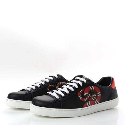 Gucci Calfskin Kingsnake Mens Ace Sneakers 8.5 Black Multicolor 3 of 11
