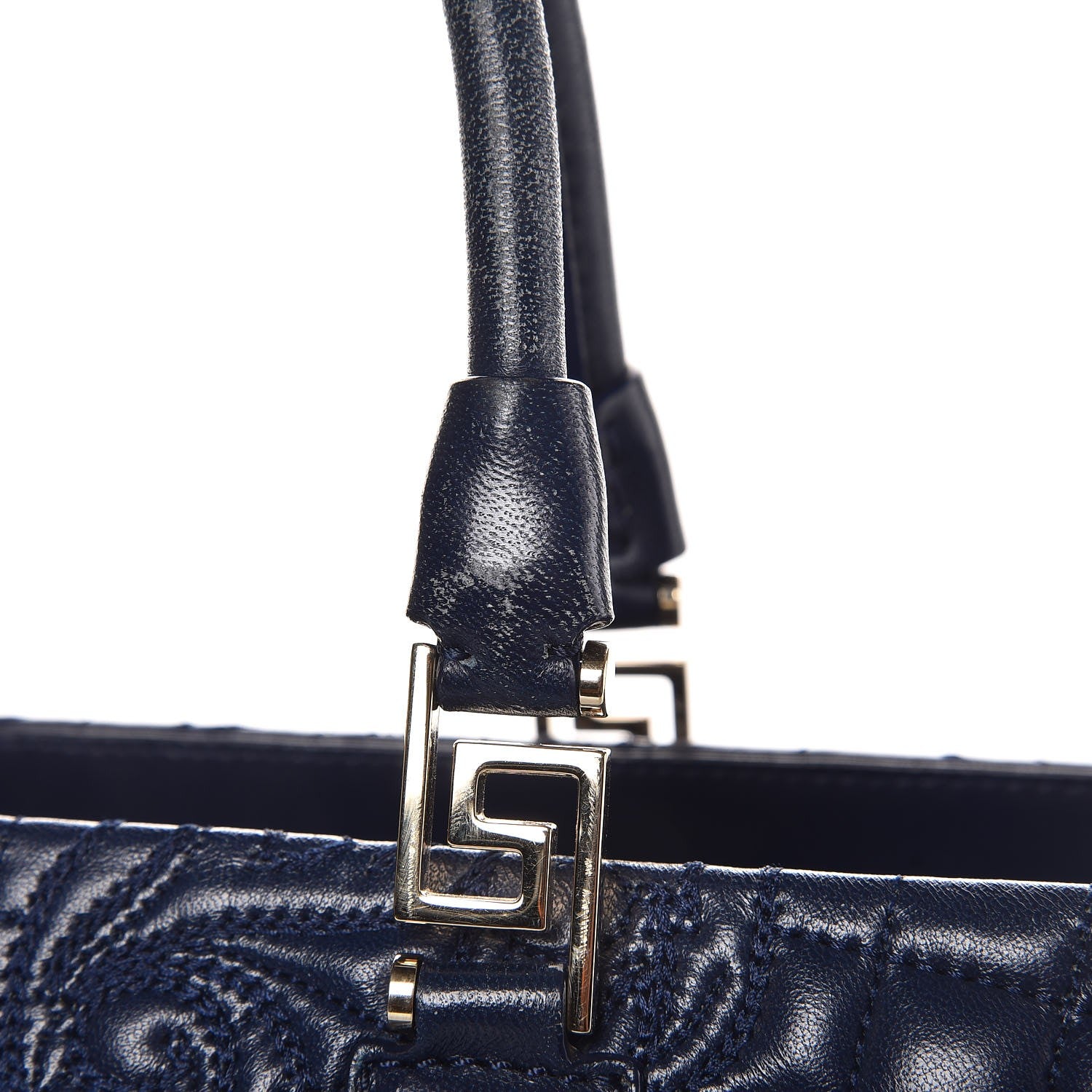Versace Barocco Quilted Nappa Elettra Vanitas Tote Navy 16 of 18