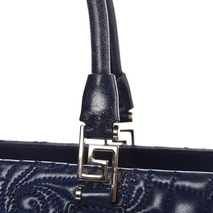 Versace Barocco Quilted Nappa Elettra Vanitas Tote Navy 16 of 18