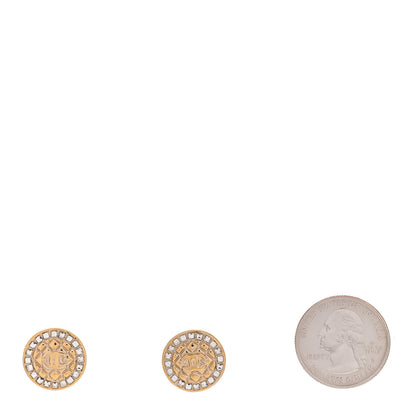 Chanel CC Crystal Button Earrings Gold 2 of 5