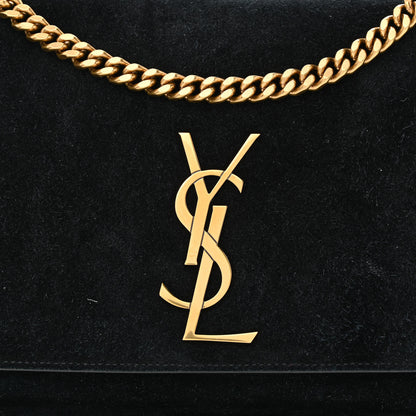 Saint Laurent Smooth Calfskin Suede Medium Reversible Monogram Kate Satchel Black 9 of 18