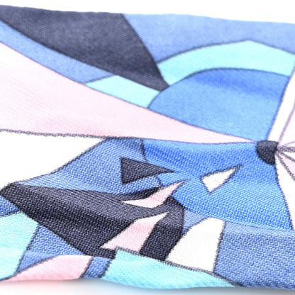 Hermes Silk Le Nombre D'Or Twilly Blue Jean Rose Pale Ciel 6 of 9