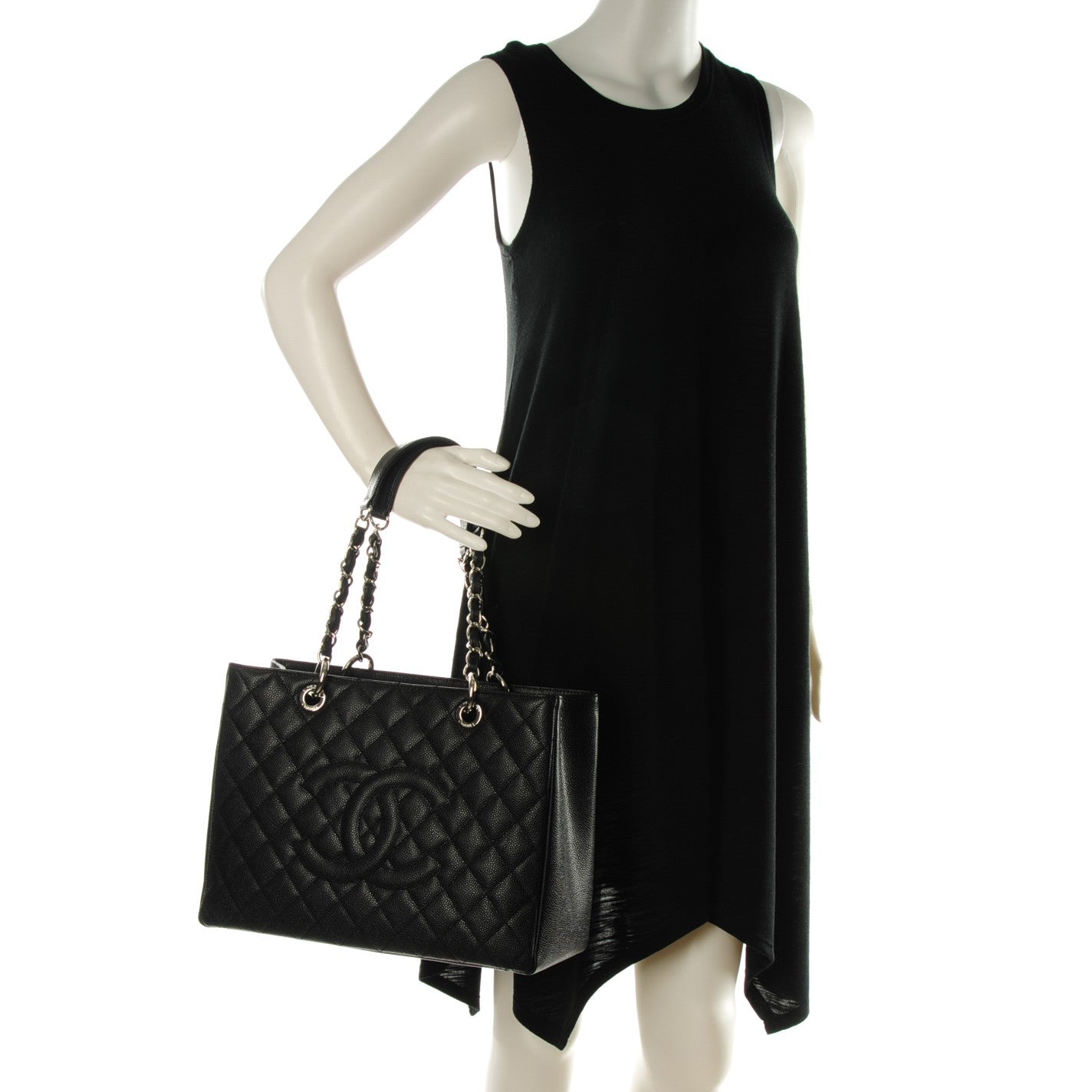 Caviar Quilted Grand Shopping Tote GST Black