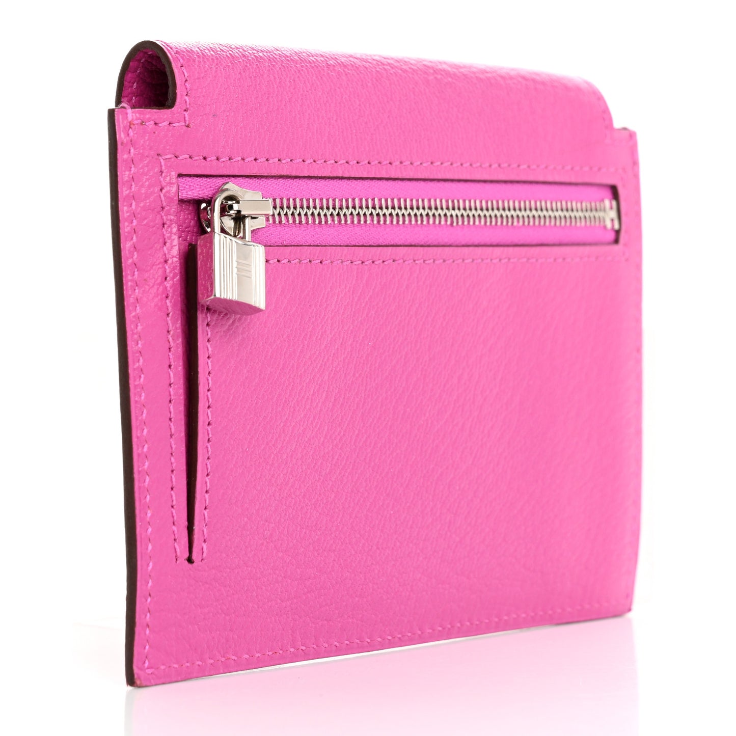 Chevre Mysore Kelly Pocket Compact Wallet Rose Pourpre