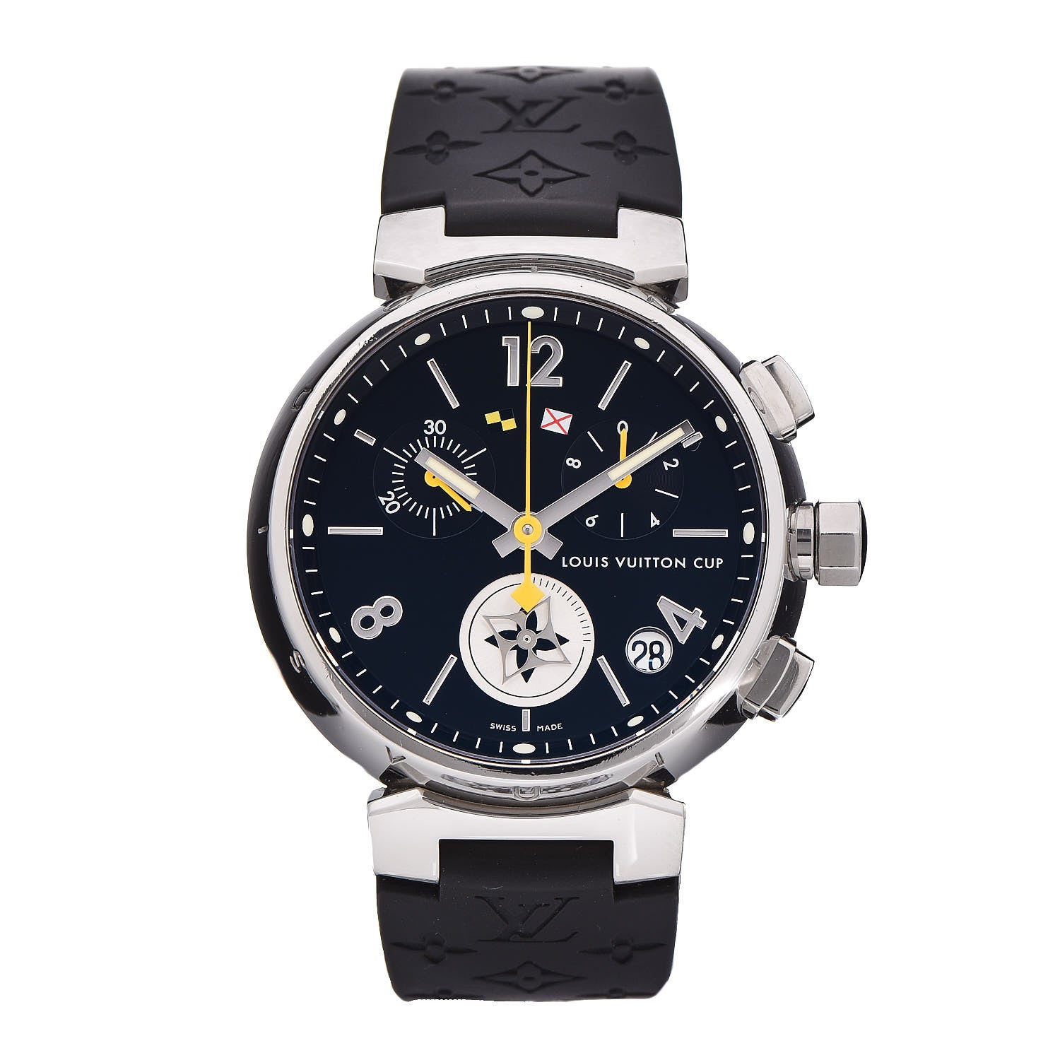 Louis Vuitton Stainless Steel Rubber 39mm Tambour Lovely Cup Quartz Watch Black 1 of 5