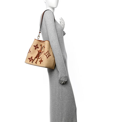 Louis Vuitton Raffia Calfskin Monogram Neonoe MM Tan 2 of 9