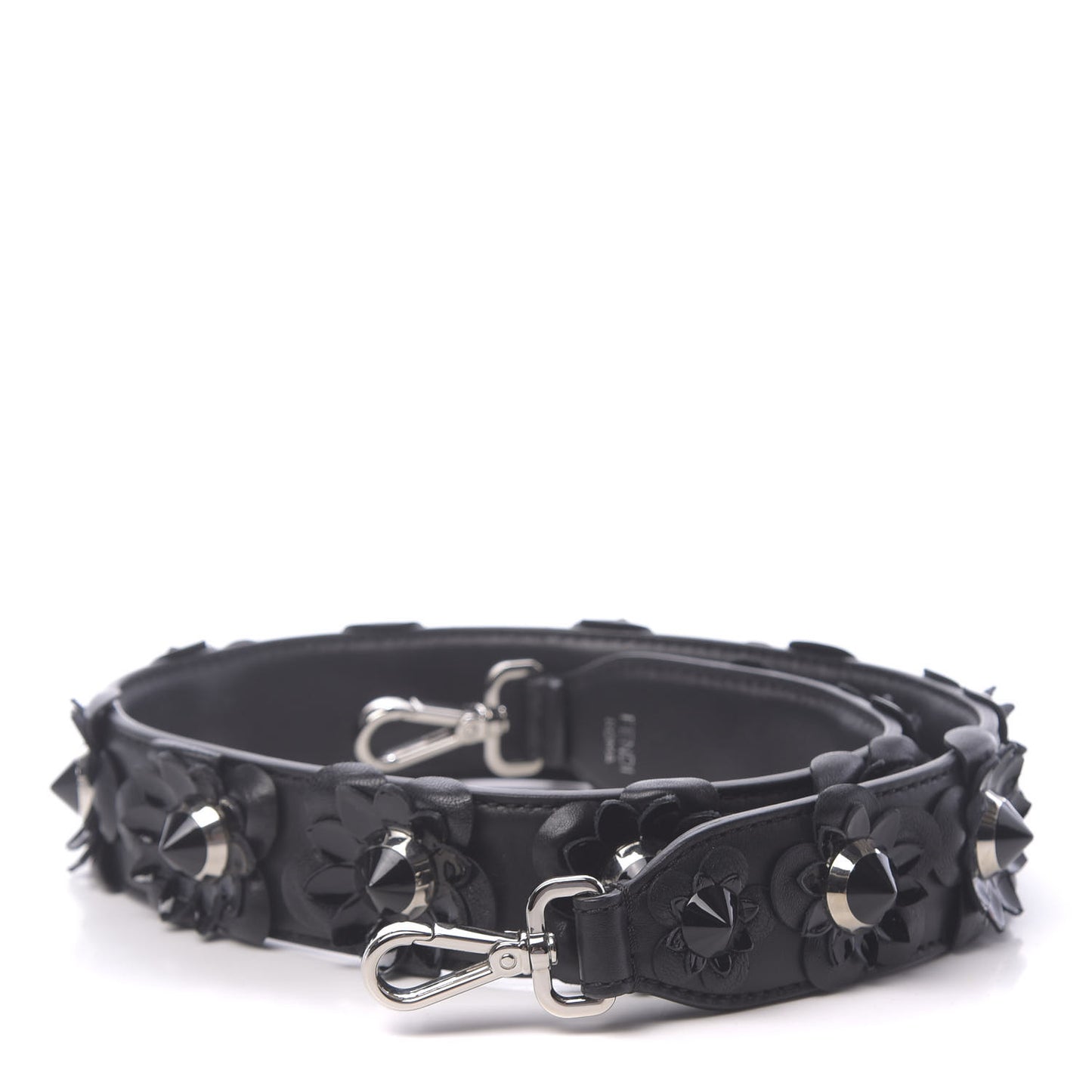 Vitello Dolce Nappa Patent Flowerland Studded Strap You Black