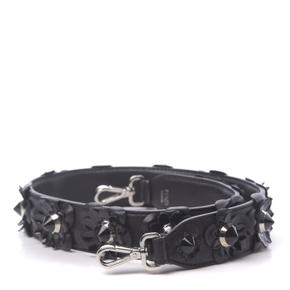 Fendi Vitello Dolce Nappa Patent Flowerland Studded Strap You Black 1 of 7