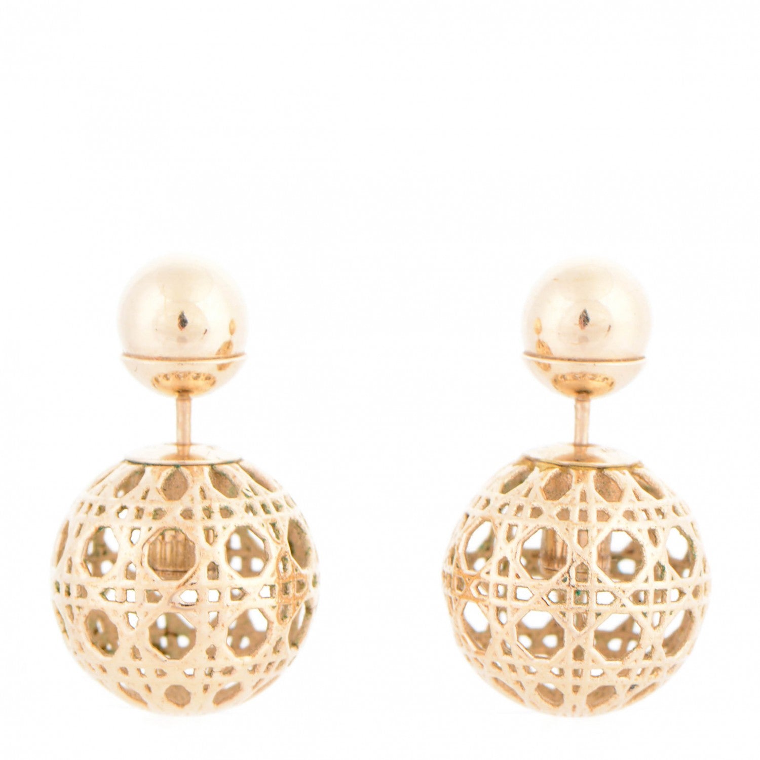 Christian Dior Cannage Mise En Dior Tribal Earrings Gold 1 of 4