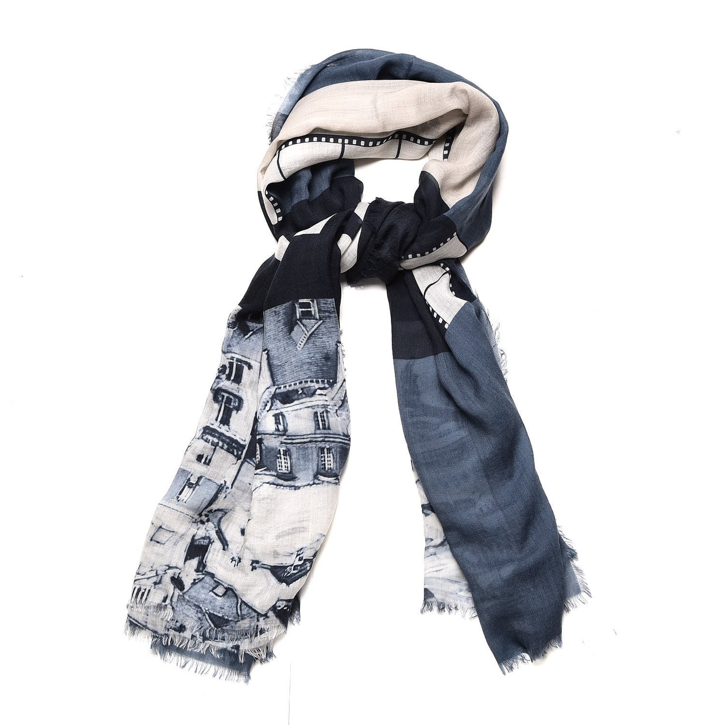 Cashmere CC Cinema Scarf Blue White