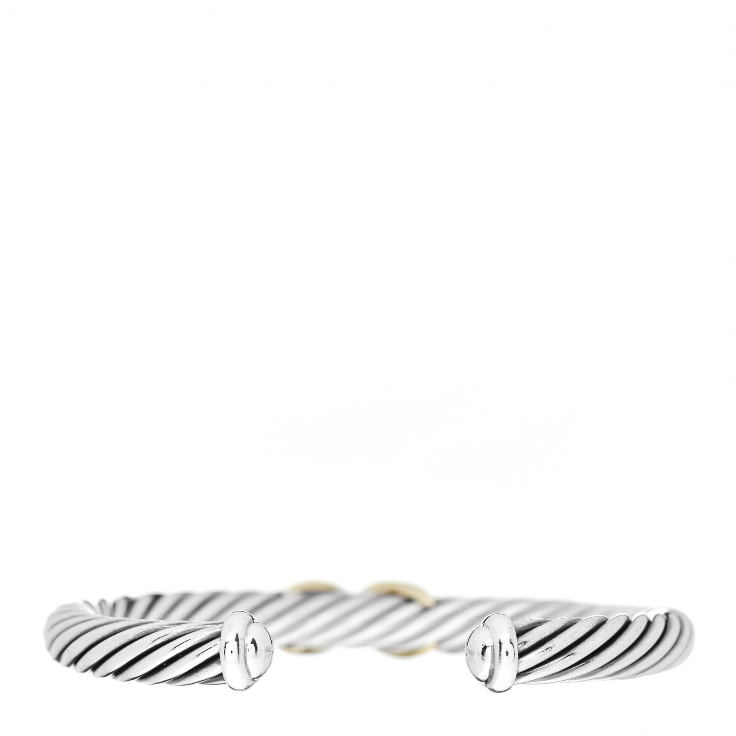 David Yurman Sterling Silver 14K Yellow Gold 7mm X Station Cable Bracelet 2 of 3