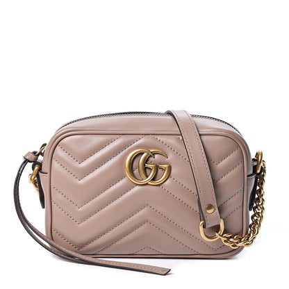 Gucci Calfskin Matelasse Mini GG Marmont Chain Shoulder Bag Porcelain Rose 1 of 9