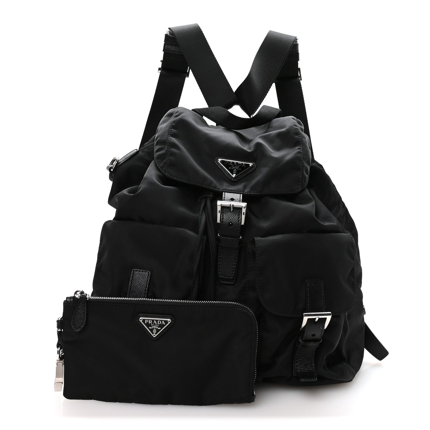 Re-Nylon Vela Saffiano Medium Backpack Black