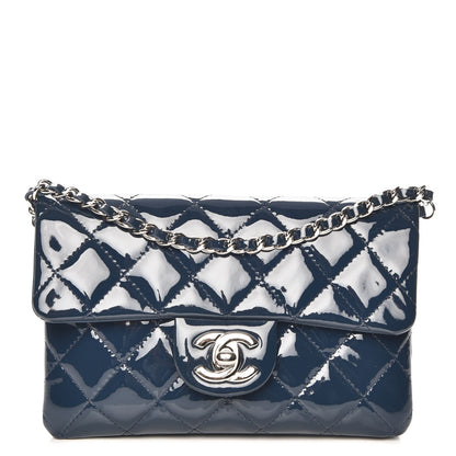 Chanel Patent Calfskin Mini Flap Crossbody Blue 1 of 7