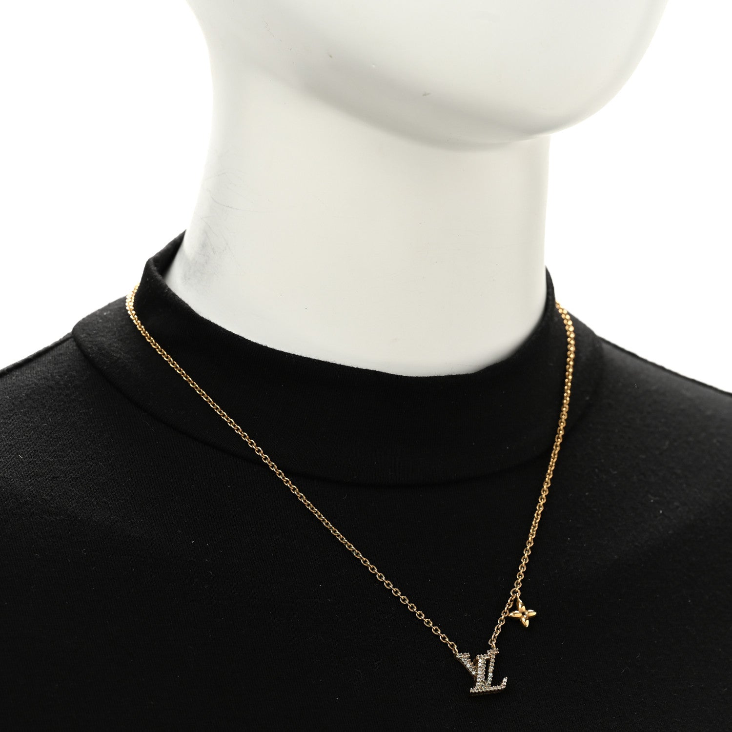 Louis Vuitton Metal Crystal LV Iconic Necklace Gold 2 of 8