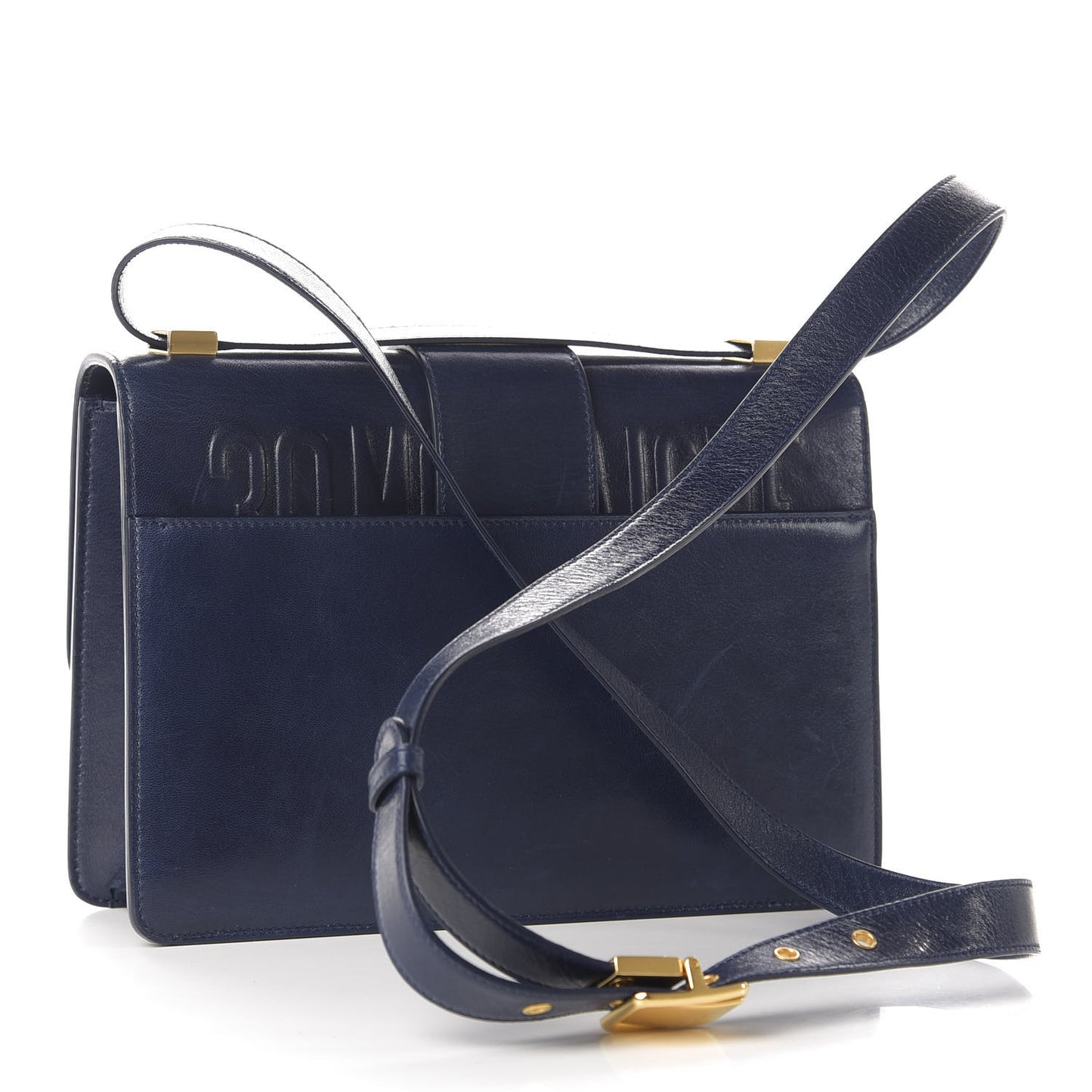 Smooth Calfskin 30 Montaigne Flap Bag Navy