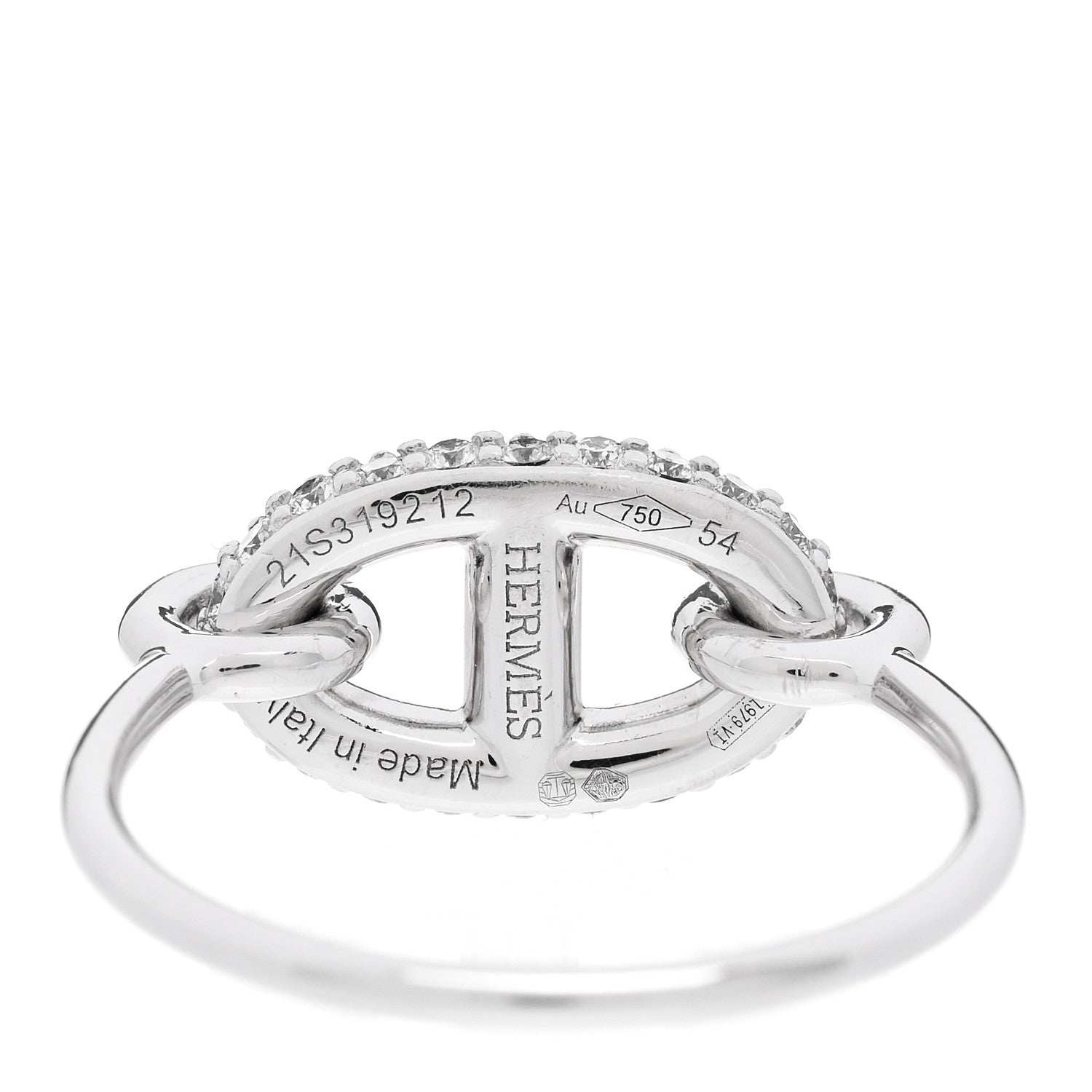 Hermes 18K White Gold Diamond New Farandole Ring 54 6.75 4 of 5