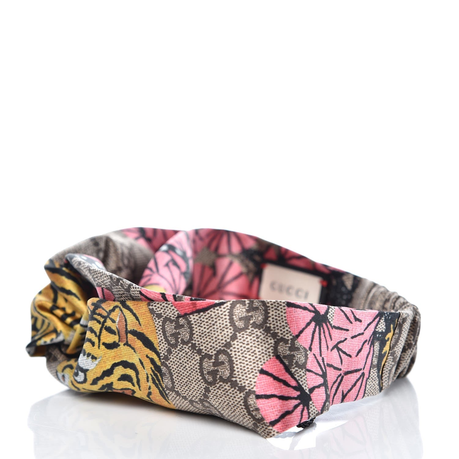 Gucci Silk Monogram Bengal Tiger Print Duchesse Headband Pink 3 of 7