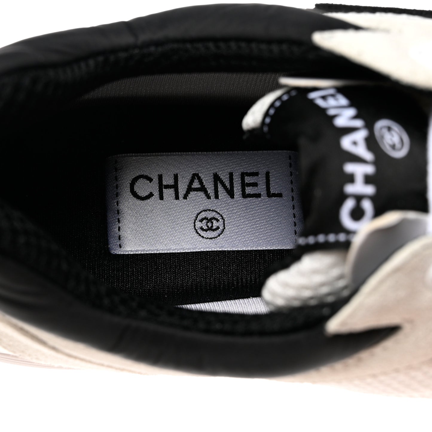 Mesh Suede Calfskin Grained Calfskin Womens CC Sneakers 40.5 White Black