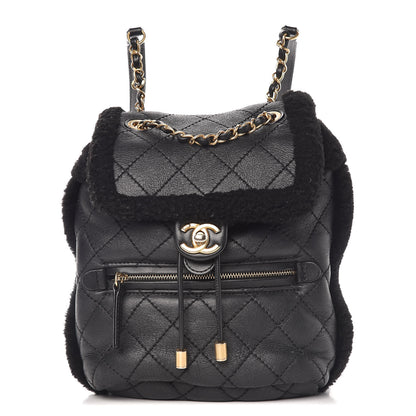 Chanel Lambskin Shearling Quilted CC Backpack Black 1 of 9