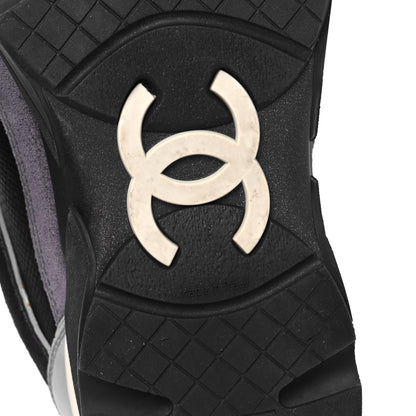 Chanel Calfskin Suede CC Sneakers 36.5 Black Dark Grey Green 7 of 10