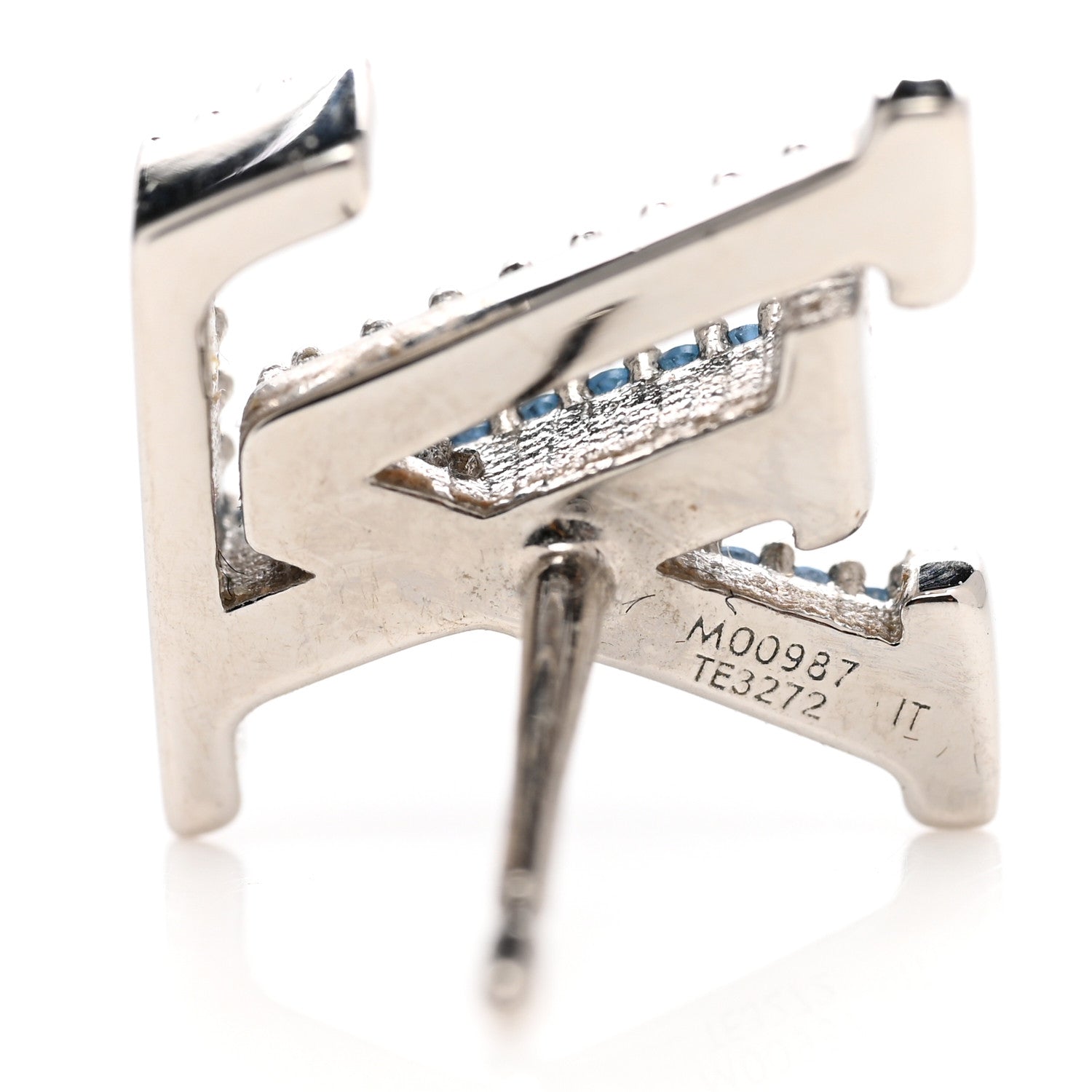 Louis Vuitton Metal Crystal LV Iconic Earrings Aquamarine 4 of 4