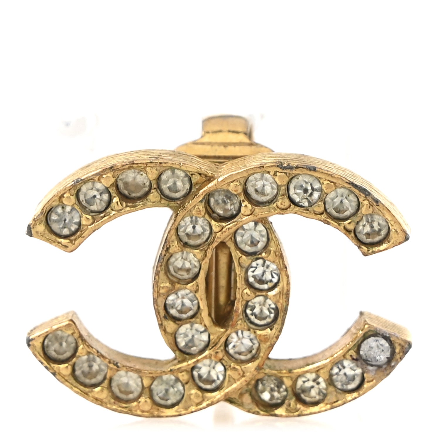 Chanel Crystal CC Clip on Earrings Gold 5 of 5
