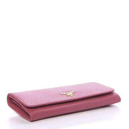 Prada Saffiano Metal Continental Flap Wallet Peonia 4 of 10