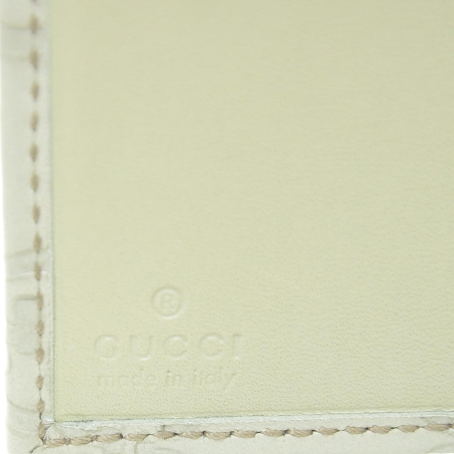 Guccissima Margaux Calfskin Metal Bar French Flap Wallet Mystic White
